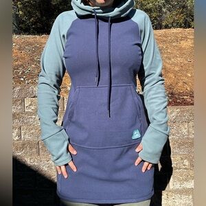 Blue Hooded Sweatshirt Dress